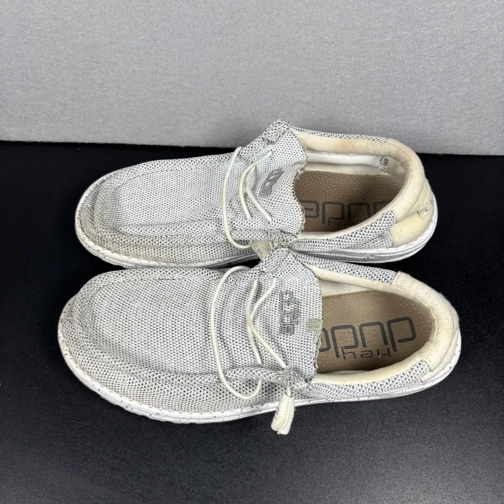 HeyDude Wally Sox Men's Size 10 Stone White Gray Slip On Casual Shoes